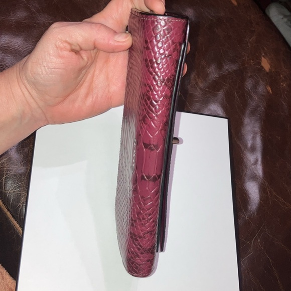 Coach Burgundy leather Snake Print wallet with turnlock closure silver h… - Picture 11 of 12